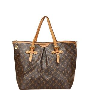 Louis Vuitton Monogram Palermo Tote Shoulder Bag Brown Leather